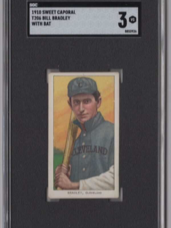 1910 SWEET CAPORAL WHITE BORDER BILL BRADLEY SGC 3 CLEVELAND POP 26