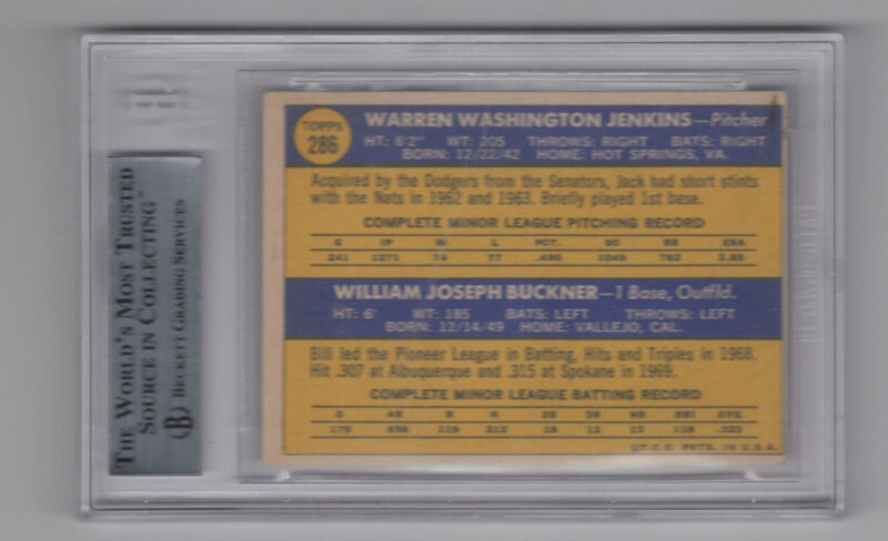 1970 TOPPS DODGERS ROOKIES - JACK JENKINS/BILL BUCKNER ROOKIE AUTO BECKETT LOS - Image 3