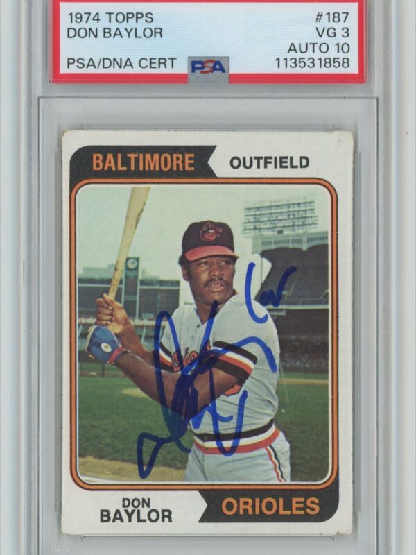 1974 TOPPS DON BAYLOR AUTO PSA 3 BALTIMORE ORIOLES #187