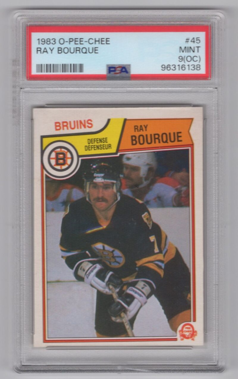 1983 84 O PEE CHEE 3 15 RAY BOURQUE PSA 9 BOSTON BRUINS 45 286685185860