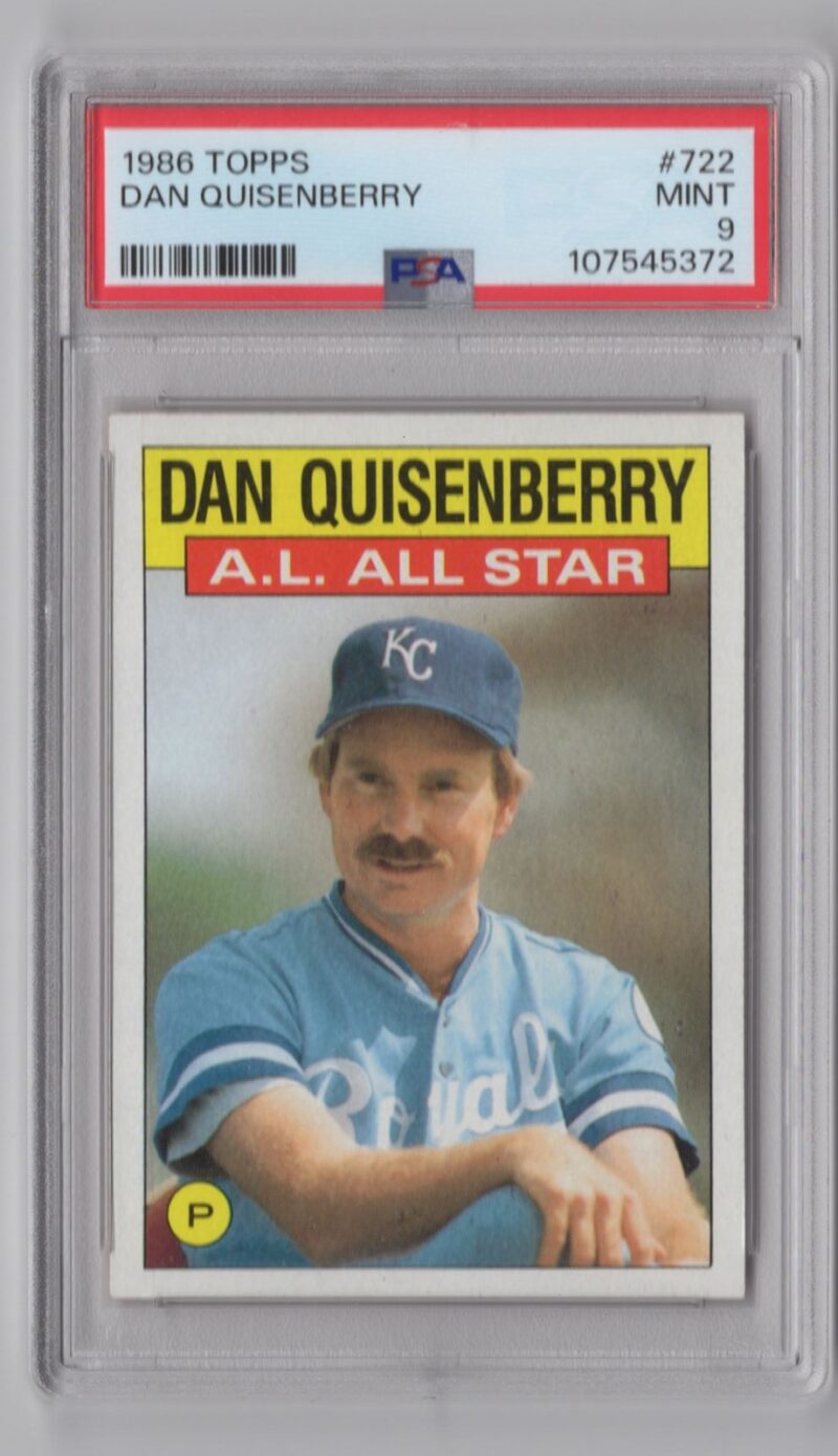 1986 TOPPS DAN QUISENBERRY PSA 9 KANSAS CITY ROYALS #722 POP 13 ONLY 14 HIGHER