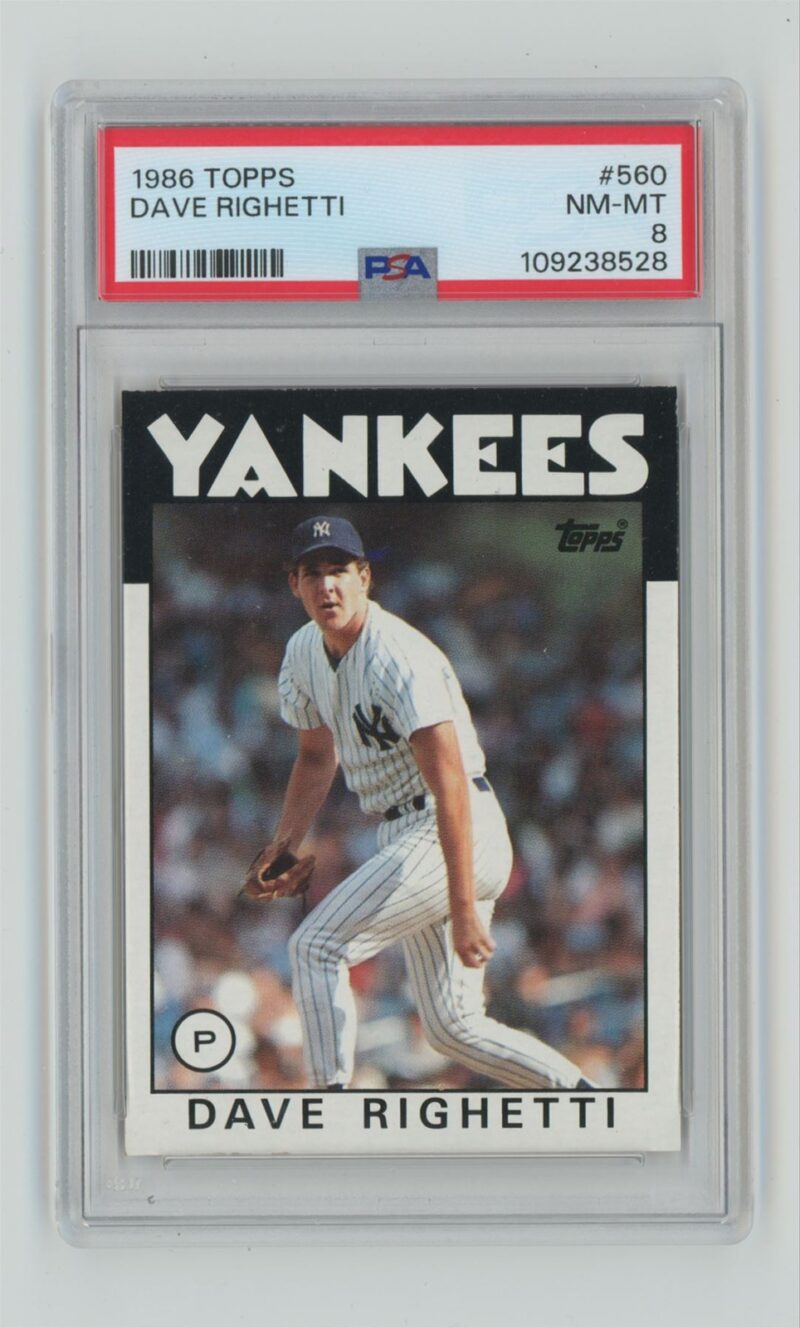 1986 TOPPS DAVE RIGHETTI PSA 8 NEW YORK YANKEES #560 POP 17 ONLY 12 HIGHER
