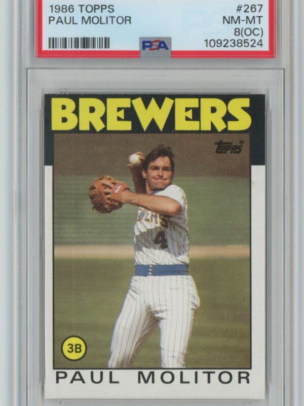 1986 TOPPS PAUL MOLITOR PSA 8 MILWAUKEE BREWERS #267