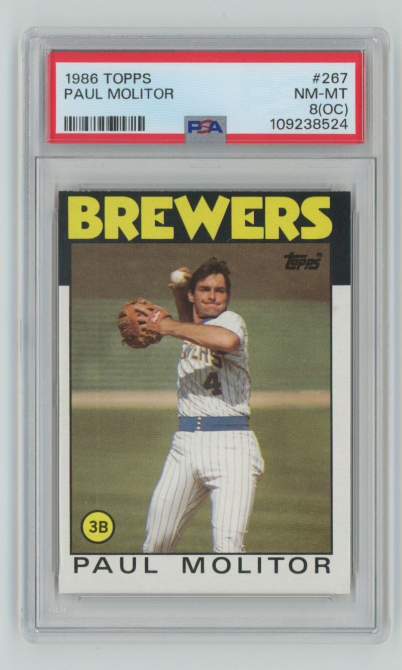 1986 TOPPS PAUL MOLITOR PSA 8 MILWAUKEE BREWERS #267