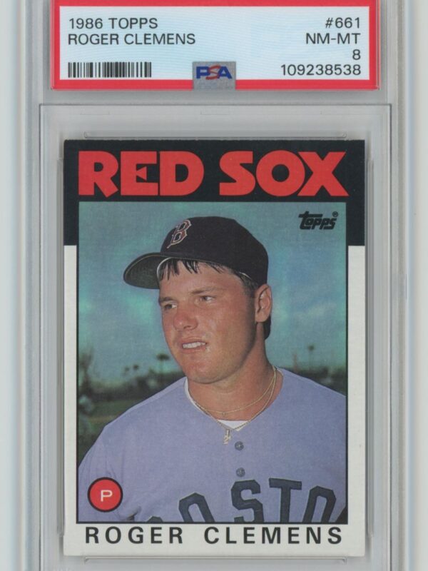 1986 TOPPS ROGER CLEMENS PSA 8 BOSTON RED SOX #661
