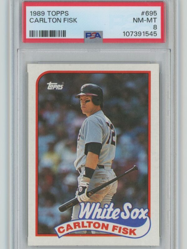 1989 TOPPS CARLTON FISK PSA 8 CHICAGO WHITE SOX 695 POP 123 HIGHER ERROR CARD 286740614570