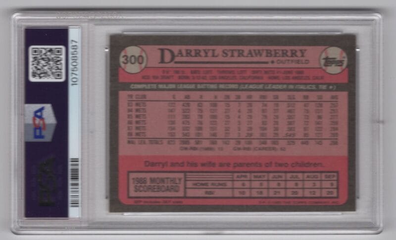 1989 TOPPS DARRYL STRAWBERRY PSA 9 NEW YORK METS #300 - Image 3