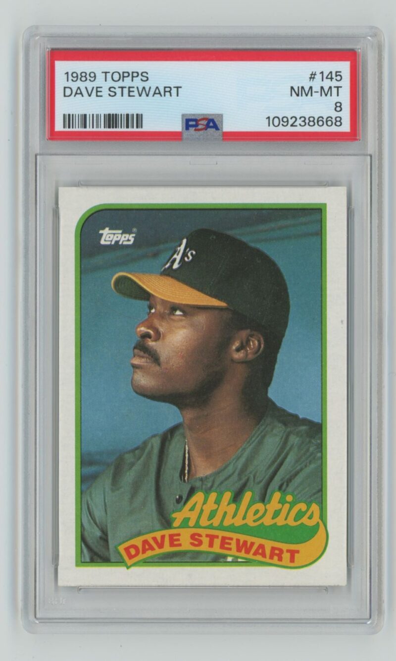 1989 TOPPS DAVE STEWART PSA 8 OAKLAND ATHLETICS #145 POP 6 ONLY 5 HIGHER