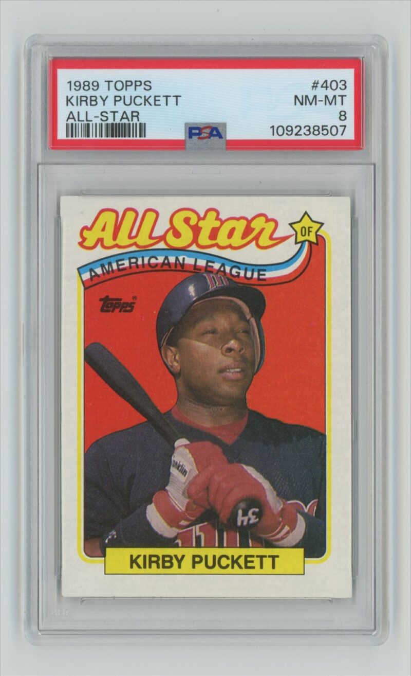 1989 TOPPS KIRBY PUCKETT PSA 8 MINNESOTA TWINS #403