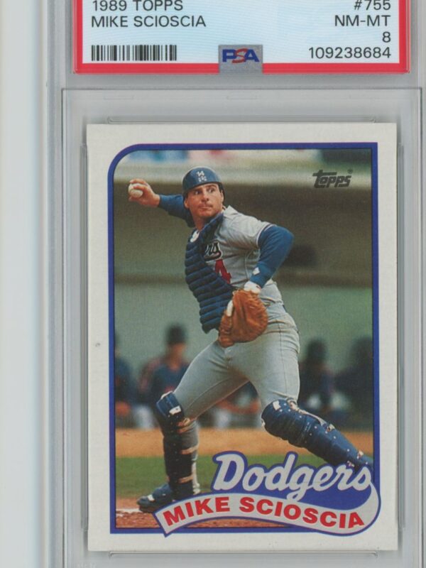 1989 TOPPS MIKE SCIOSCIA PSA 8 LOS ANGELES DODGERS #755