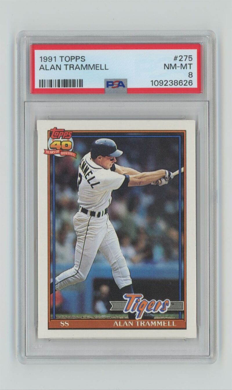 1991 TOPPS ALAN TRAMMELL PSA 8 DETROIT TIGERS #275 POP 6, TOTAL POP 62