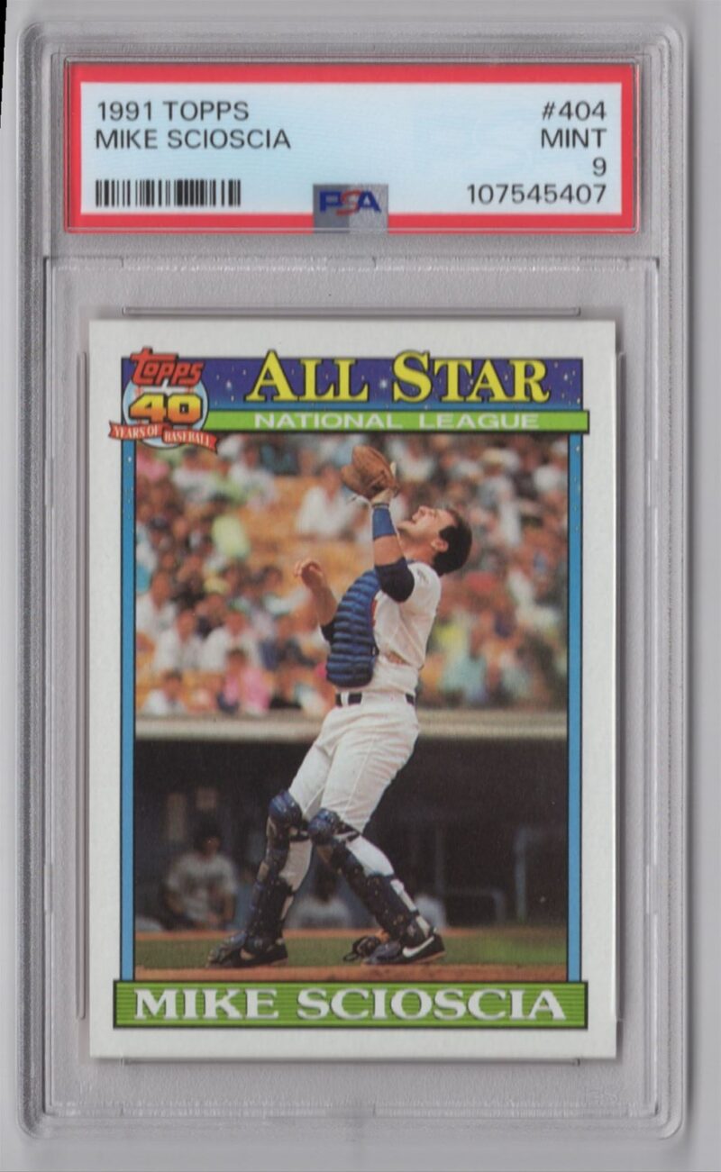 1991 TOPPS MIKE SCIOSCIA PSA 9 LOS ANGELES DODGERS #404