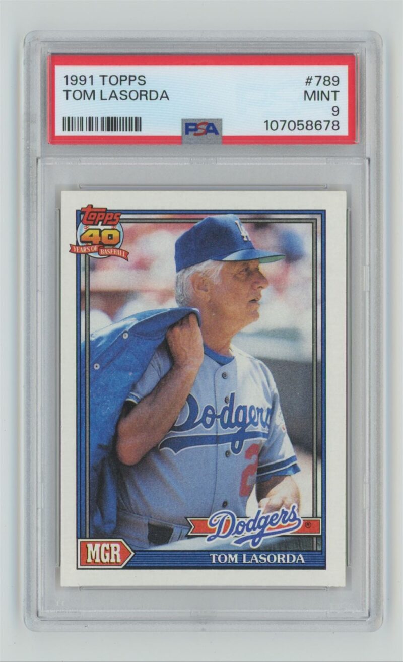 1991 TOPPS TOMMY LASORDA PSA 9 LOS ANGELES DODGERS #789 POP 20 ONLY 9 HIGHER