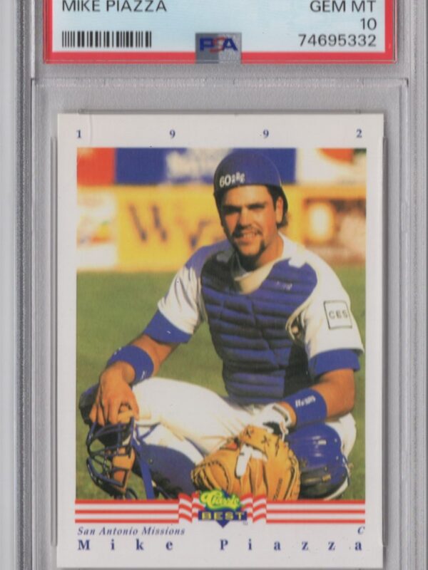 1992 CLASIC GAMES MIKE PIAZZA ROOKIE 74695332 PSA 10 SAN ANTONIO MISSIONS #345