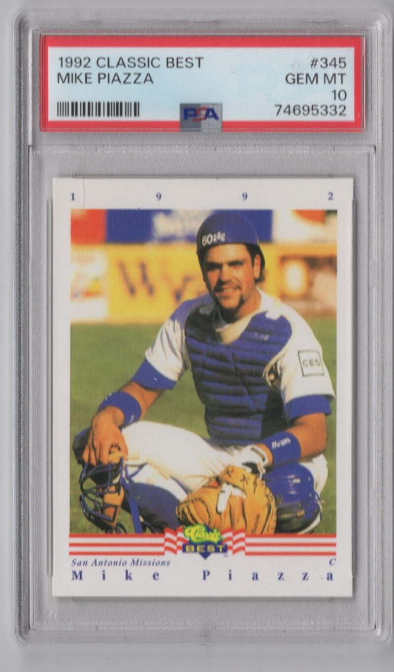 1992 CLASIC GAMES MIKE PIAZZA ROOKIE 74695332 PSA 10 SAN ANTONIO MISSIONS #345