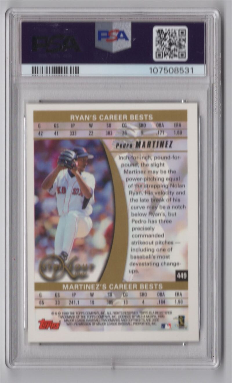 1999 TOPPS TOPPS GOLD PEDRO MARTINEZ PSA 8 BOSTON RED SOX #449 TOTAL POP 23 - Image 3
