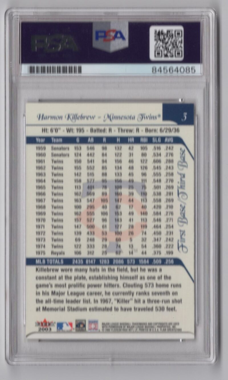 2003 FLEER HARMON KILLEBREW AUTO PSA MINNESOTA TWINS #3 - Image 3