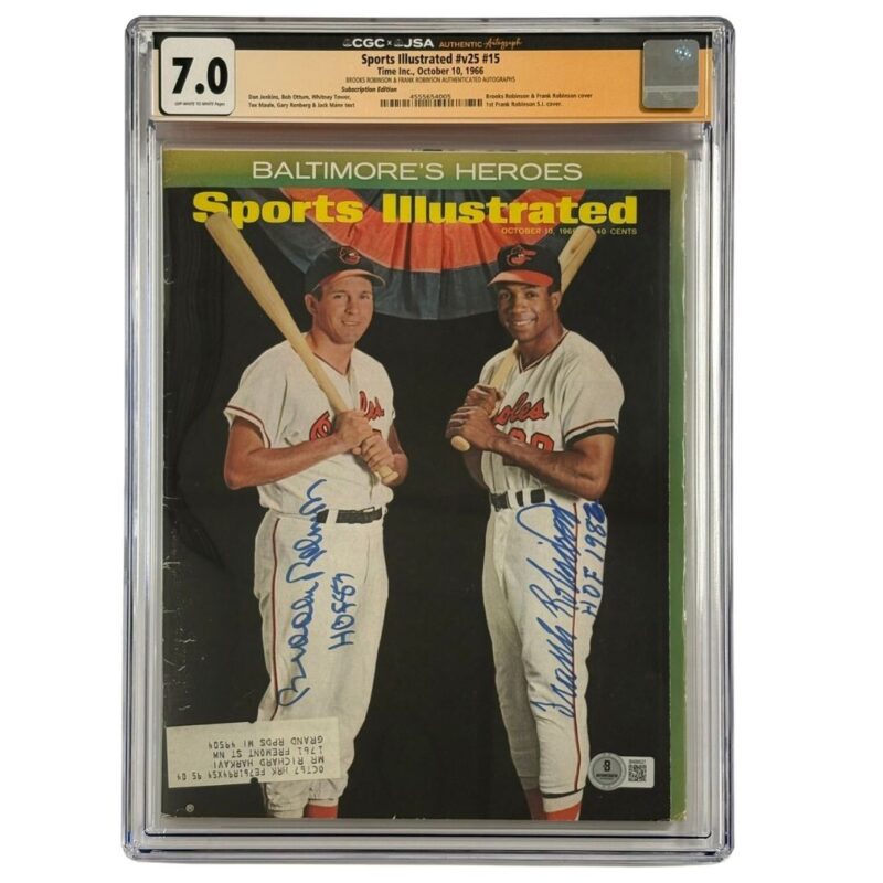 Brooks Robinson and Frank Robinson Autographed Sports Illustrated Magazine (CGC)