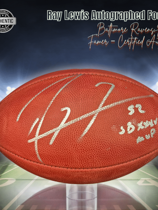 Ray Lewis Autographed "The Duke" NFL Game Ball Football Inscribed "SB XXXV MVP"