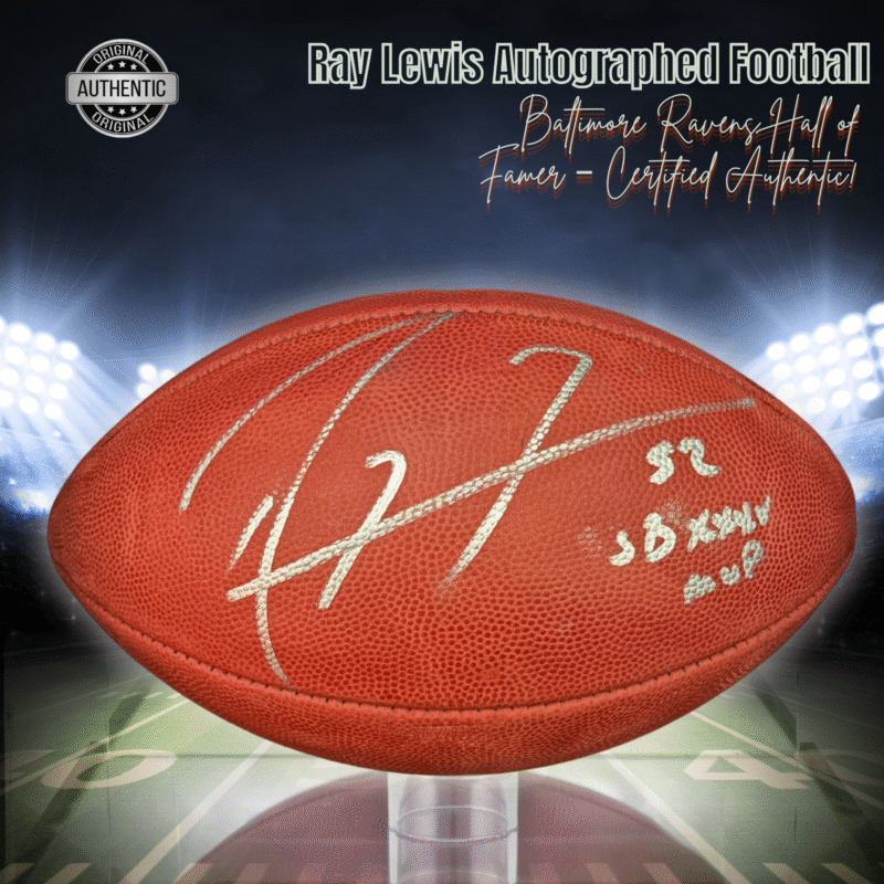 Ray Lewis Autographed "The Duke" NFL Game Ball Football Inscribed "SB XXXV MVP"
