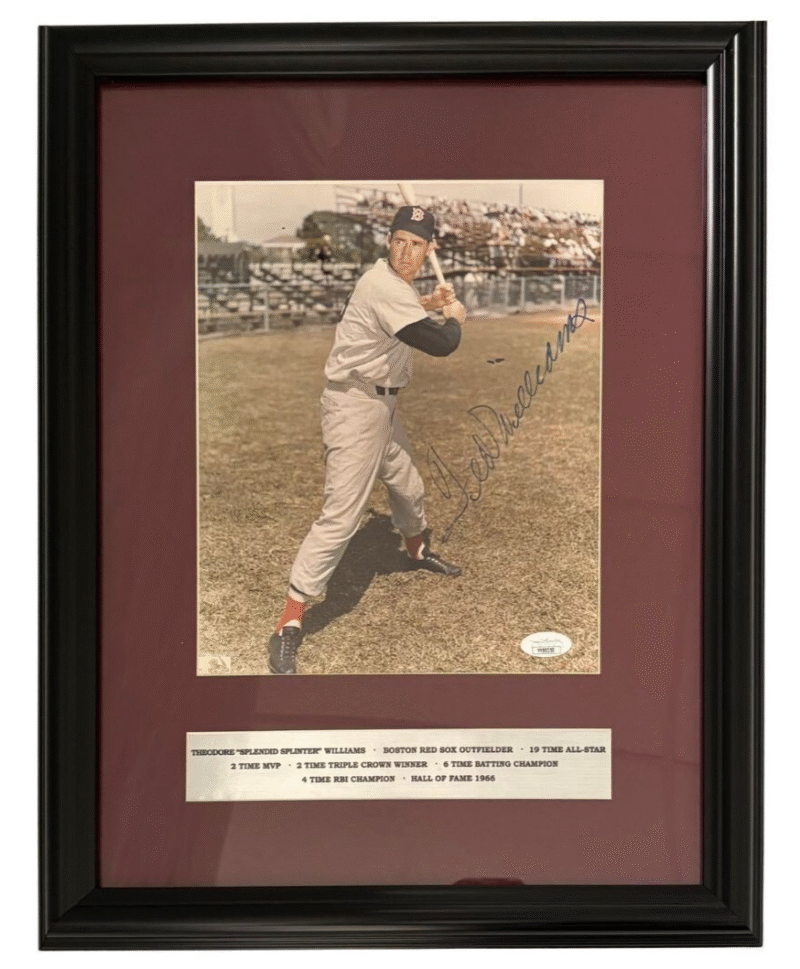 Ted Williams Autographed & Framed Boston Red Sox Original Photograph
