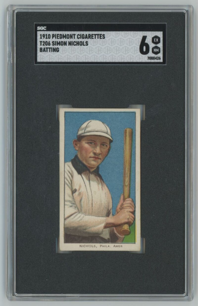 1910 PIEDMONT WHITE BORDER SIMON NICHOLS SGC 6 PHILADELPHIA BATTING