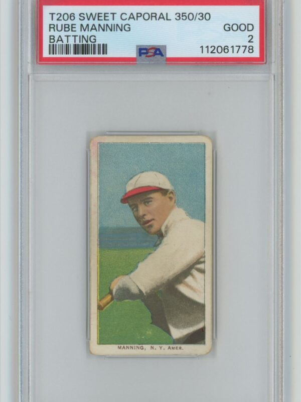 1911 SWEET CAPORAL WHITE BORDER RUBE MANNING PSA 2 NEW YORK BATTING