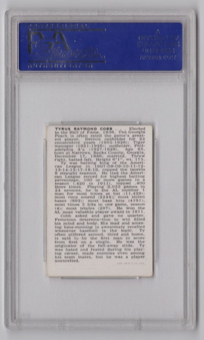 1950 CALLAHAN HOF TY COBB PSA 5 DETROIT POP 16 - Image 3