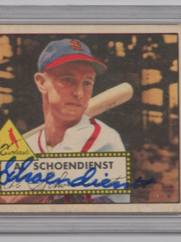 1952 TOPPS 3-15 RED SCHOENDIENST AUTO PSA/DNA 2 ST. LOUIS CARDINALS #91