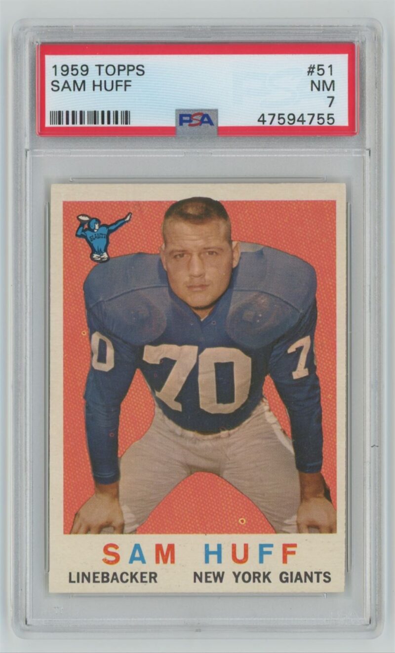 1959 TOPPS SAM HUFF ROOKIE PSA 7 NEW YORK GIANTS #51 .