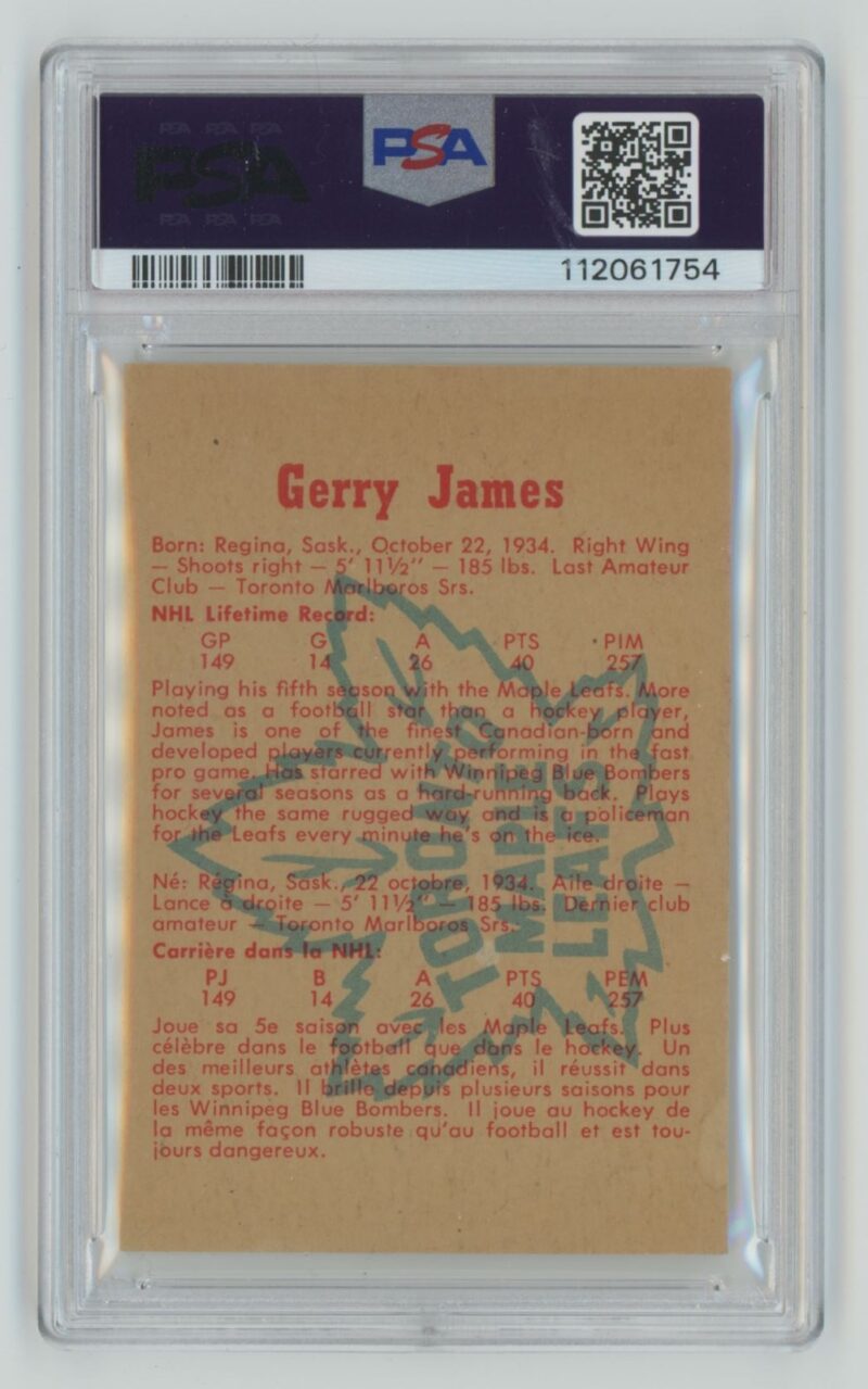 1960 61 PARKHURST VINTAGE HOCKEY GERRY JAMES PSA 7 TORONTO MAPLE LEAFS 7 286685205311 2
