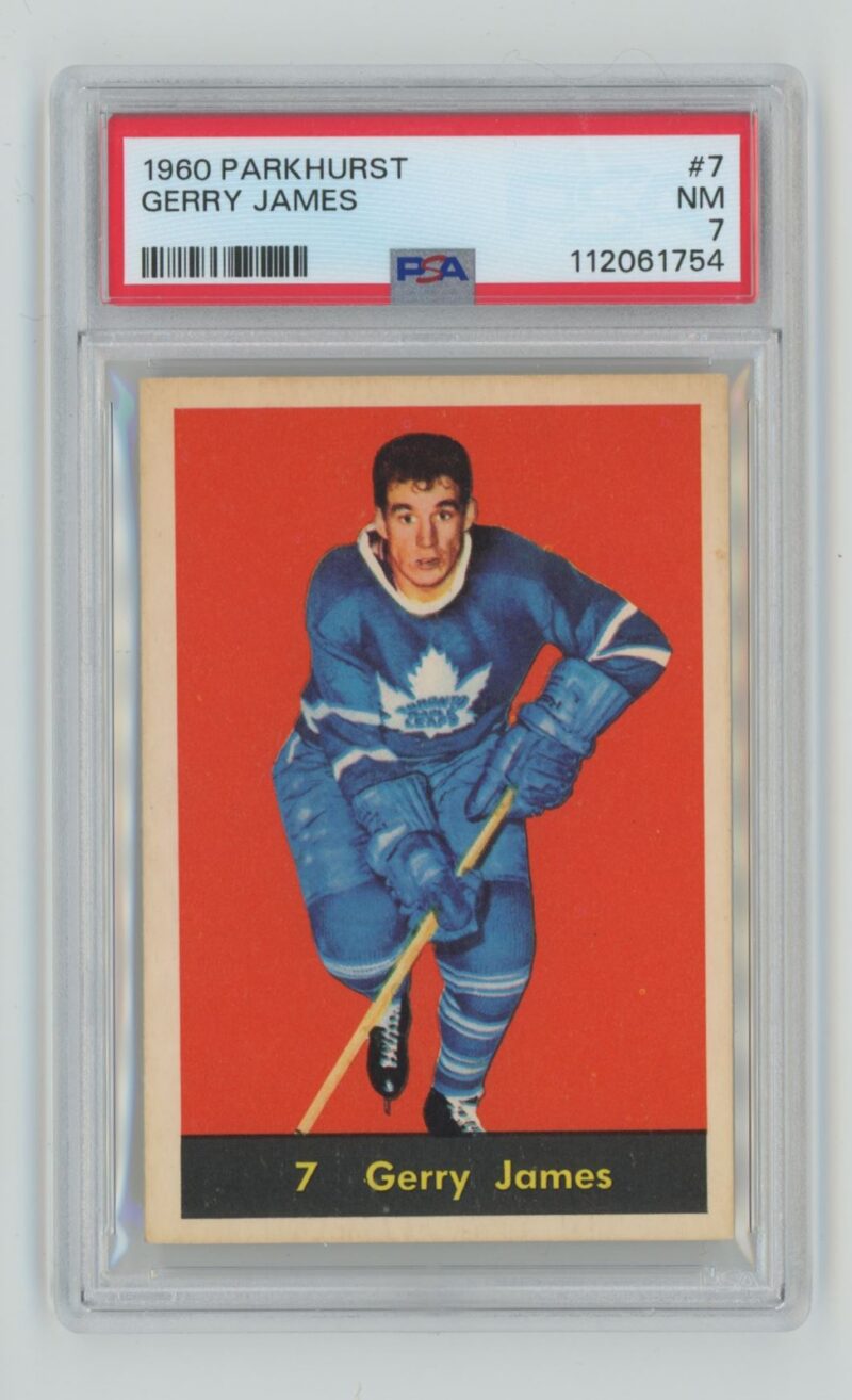 1960 61 PARKHURST VINTAGE HOCKEY GERRY JAMES PSA 7 TORONTO MAPLE LEAFS 7 286685205311