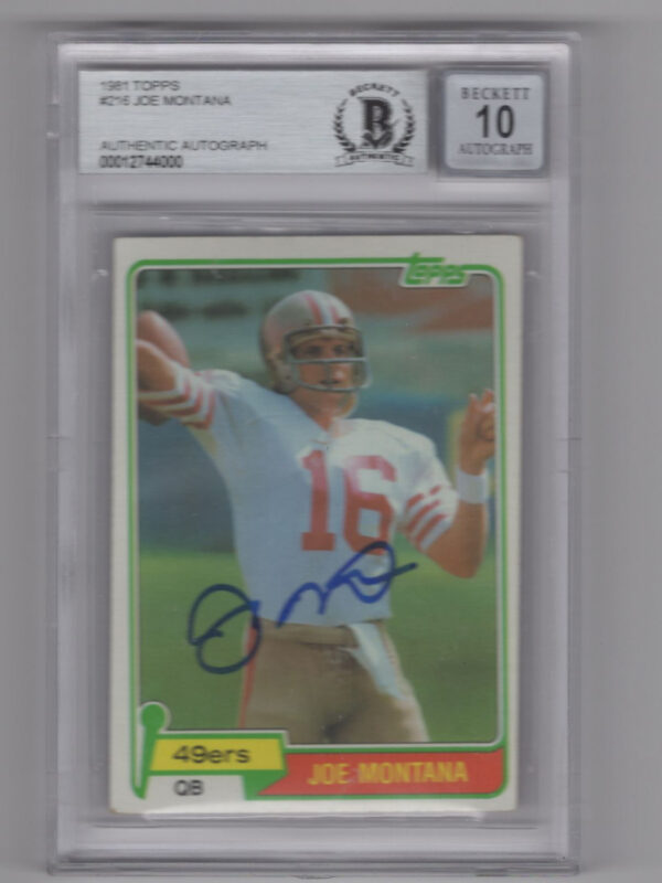 1981 3-15 JOE MONTANA ROOKIE AUTO BECKETT 10 SAN FRANCISCO 49ERS #216 DIE-CUT
