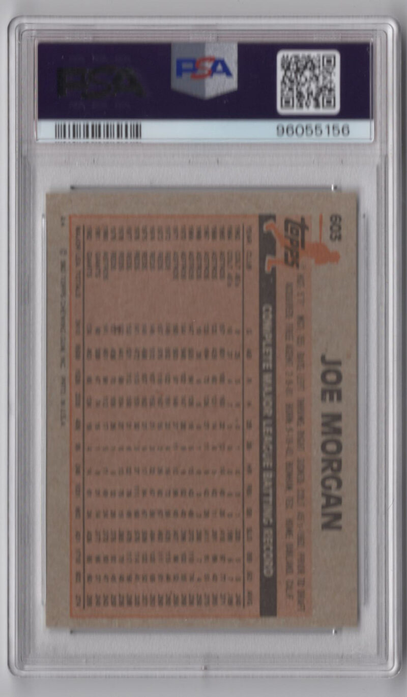 1983 TOPPS 3-15 JOE MORGAN PSA 10 SAN FRANCISCO GIANTS #603 NONE HIGHER! - Image 3