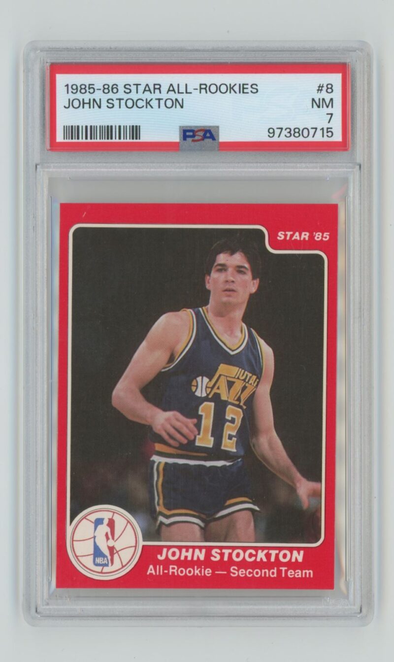 1985-86 STAR ALL-ROOKIE TEAM JOHN STOCKTON PSA 7 UTAH JAZZ #8