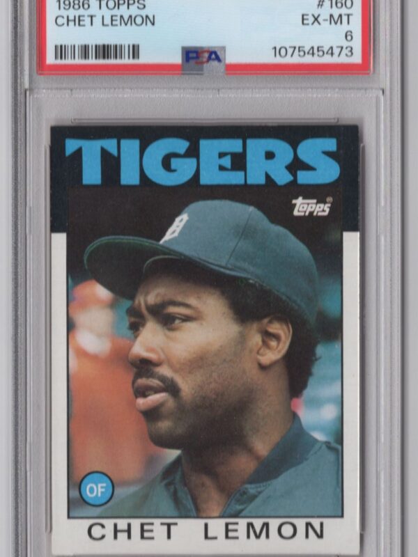 1986 TOPPS CHET LEMON PSA 6 DETROIT TIGERS #160 POP 40