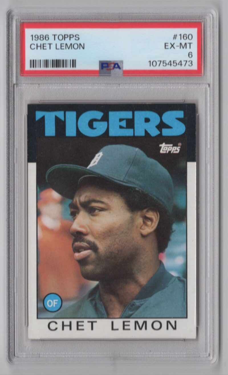 1986 TOPPS CHET LEMON PSA 6 DETROIT TIGERS #160 POP 40