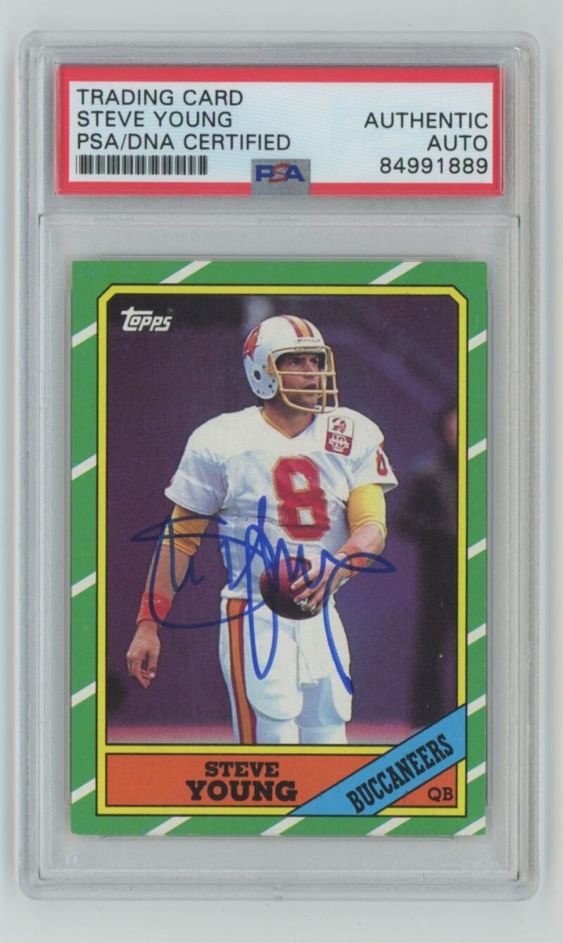 1986 TOPPS STEVE YOUNG ROOKIE AUTO AUTHENTIC AUTOGRAPH 84991889 PSA TAMPA BAY