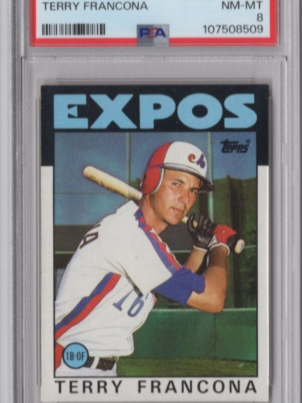 1986 TOPPS TERRY FRANCONA PSA 8 PITTSBURGH PIRATES #374 POP 17