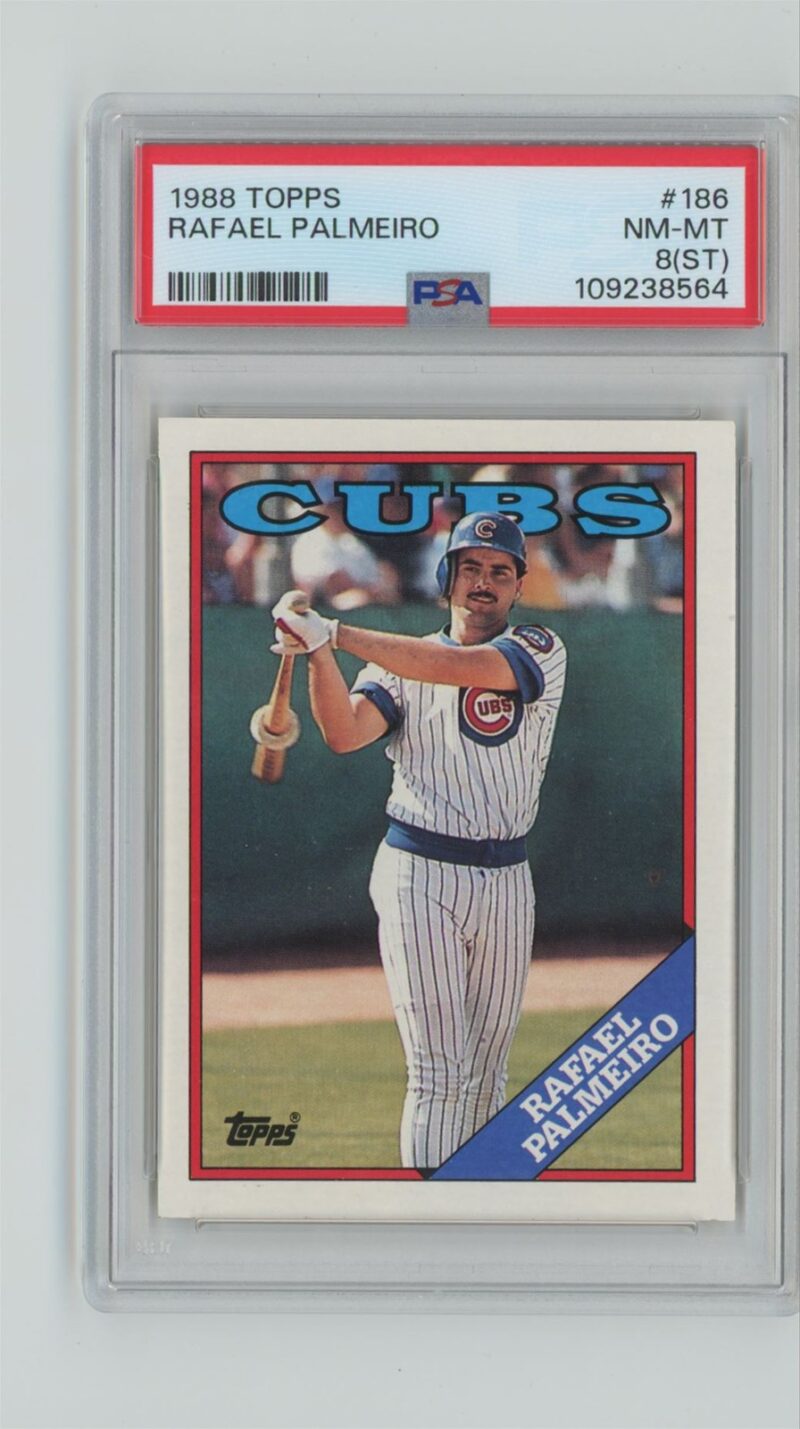 1988 TOPPS RAFAEL PALMEIRO ST GRADE FROM ORIGINAL GUM PSA 8 CHICAGO CUBS #186