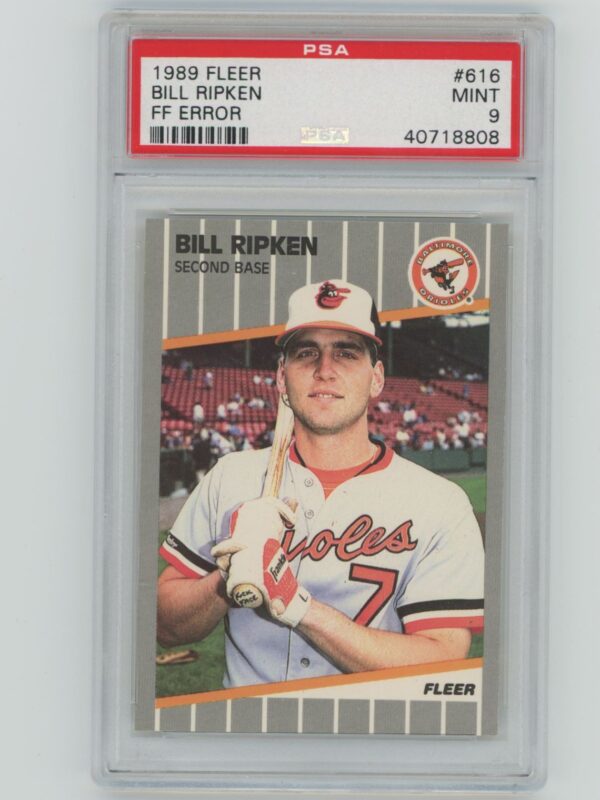 1989 FF ERROR BILL RIPKEN ROOKIE 40718808 PSA 9 BALTIMORE ORIOLES #616 FLEER