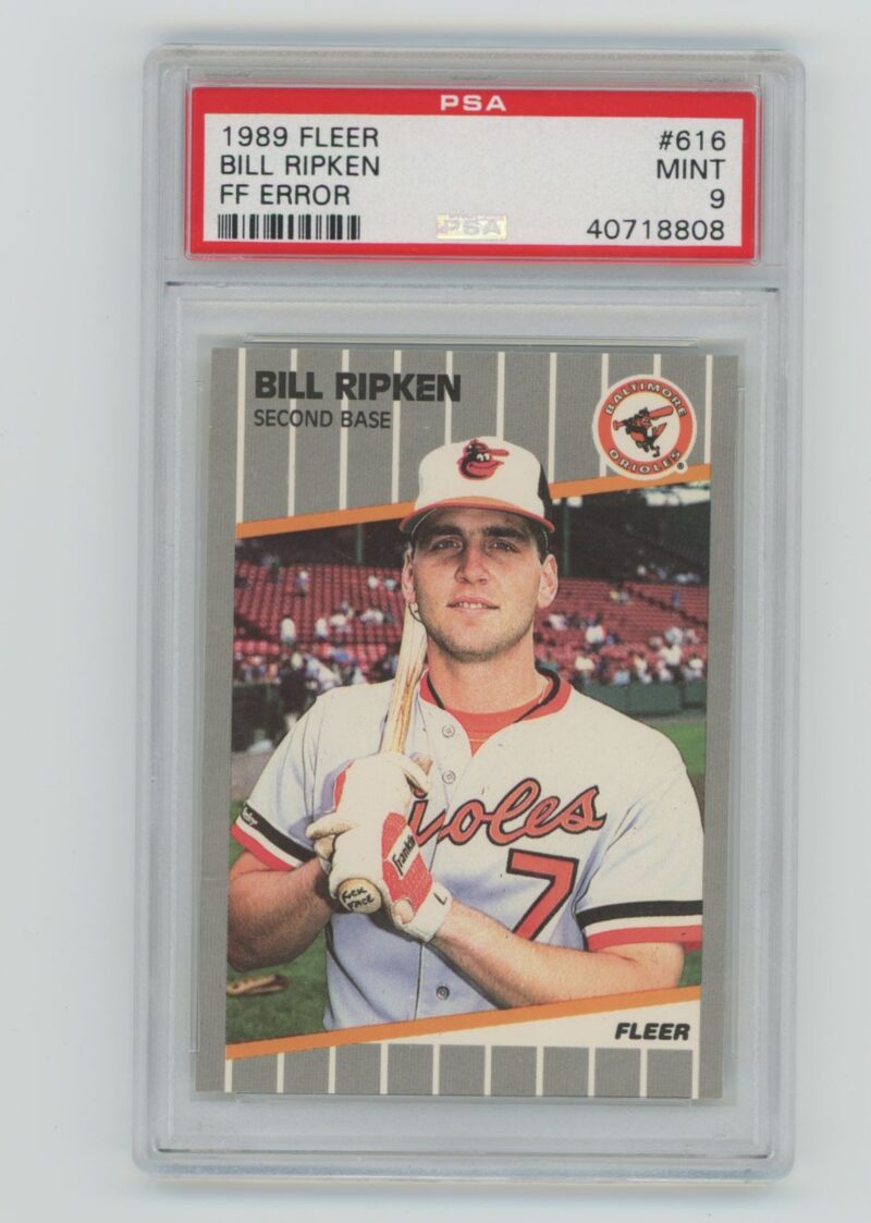 1989 FF ERROR BILL RIPKEN ROOKIE 40718808 PSA 9 BALTIMORE ORIOLES #616 FLEER