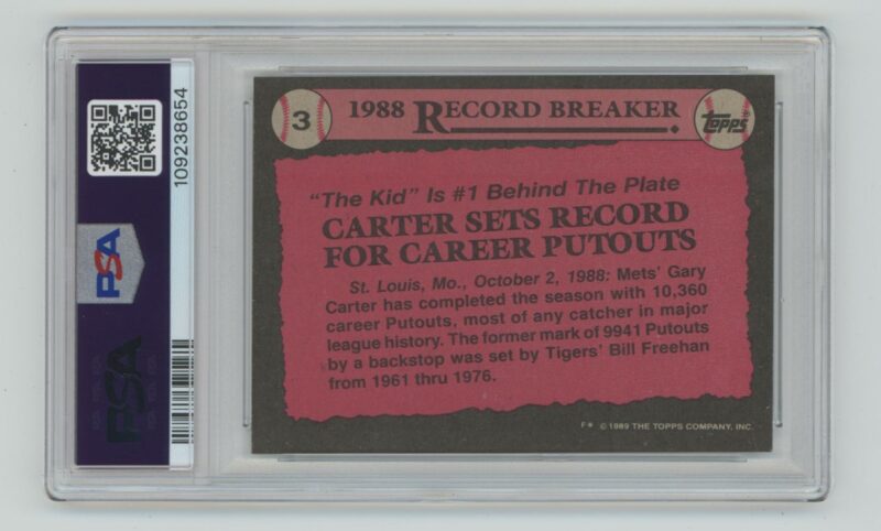 1989 TOPPS ANDRES GALARRAGA PSA 5 MONTREAL EXPOS #3 POP 2, TOTAL POP 54 - Image 3