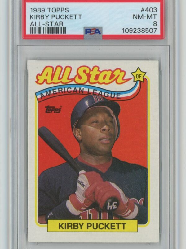 1989 TOPPS KIRBY PUCKETT PSA 8 MINNESOTA TWINS #403
