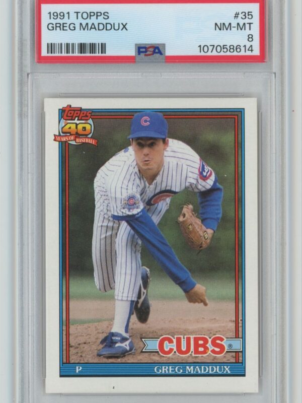 1991 TOPPS GREG MADDUX PSA 8 CHICAGO CUBS 35 286740692401