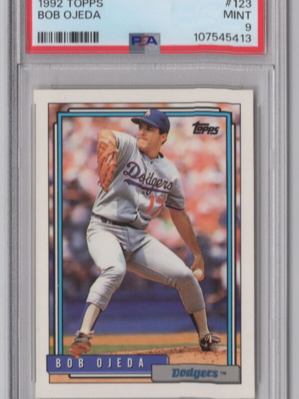 1992 TOPPS BOB OJEDA PSA 9 LOS ANGELES DODGERS #123 POP 1 ONLY 1 HIGHER