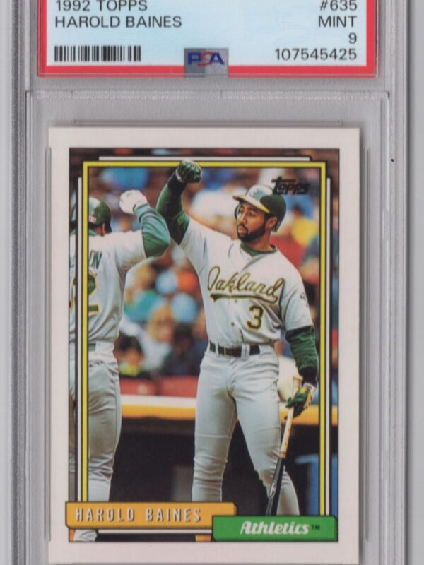 1992 TOPPS HAROLD BAINES PSA 9 OAKLAND ATHLETICS #635 POP 45