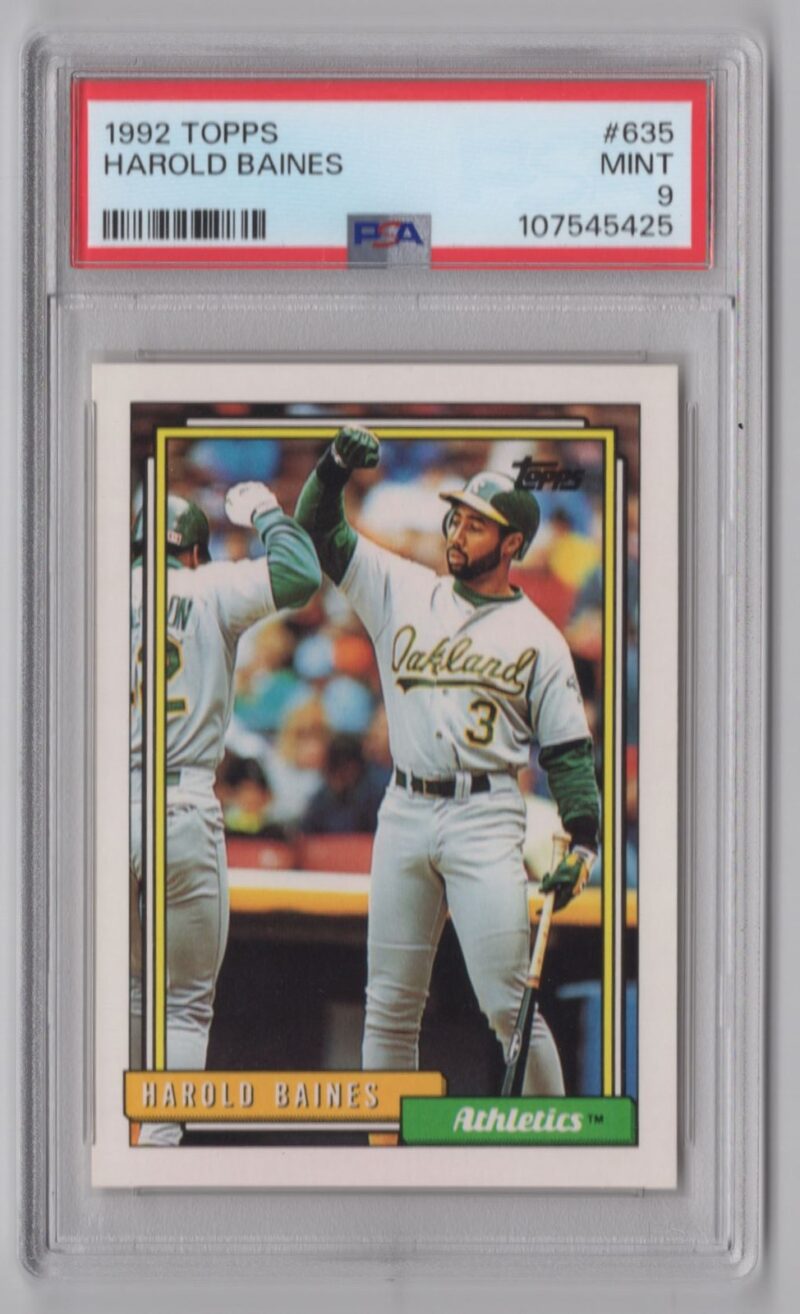 1992 TOPPS HAROLD BAINES PSA 9 OAKLAND ATHLETICS #635 POP 45