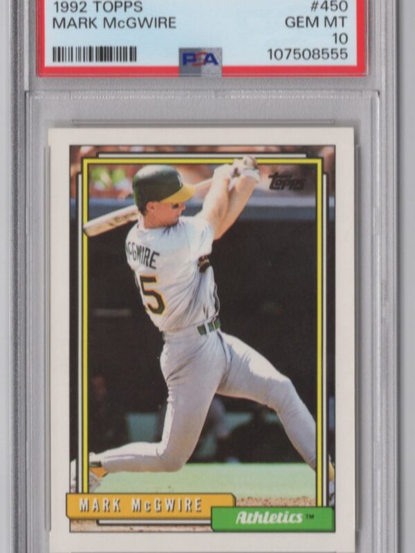 1992 TOPPS MARK MCGWIRE PSA 10 OAKLAND ATHLETICS #450 PERFECT PSA 10 NONE HIGHER