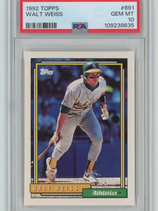 1992 TOPPS WALT WEISS PSA 10 OAKLAND ATHLETICS #691